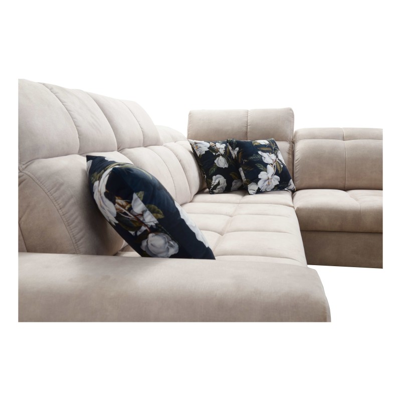 Narożnik Ascot II z funkcją spania, portem USB i regulowanymi zagłówkami Welur, Wave 12 | Twoja marka mebli