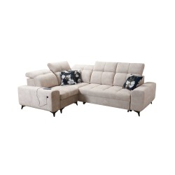 Narożnik Ascot II z funkcją spania, portem usb i regulowane zagłówki tkanina Wave 1