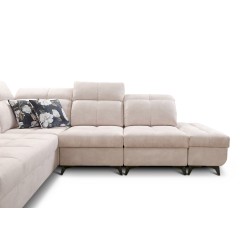 Narożnik Ascot IX z funkcją spania, portem usb i regulowane zagłówki tkanina Wave 4