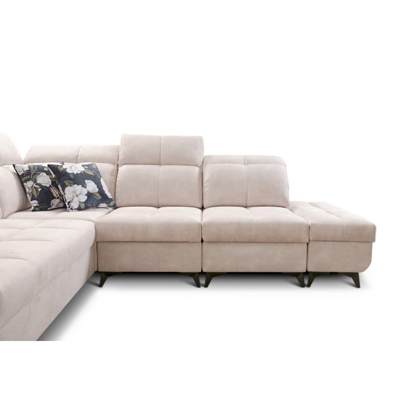 Narożnik Ascot IX z funkcją spania, portem usb i regulowane zagłówki tkanina Wave 4