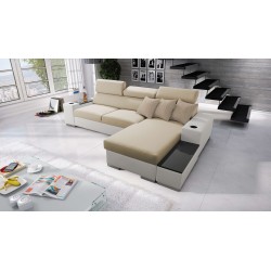 Narożnik Napoli I mini z funkcją spania oraz otwieranym barkiem Tkanina Amor Velvet 4304