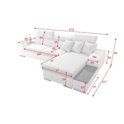 Narożnik Napoli I mini z funkcją spania i barkiem - Welur, Amor Velvet 4301 + Ecoskóra + Ecoskóra