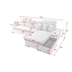 Narożnik Napoli I mini z funkcją spania i barkiem - Welur, Amor Velvet 4301 + Ecoskóra + Ecoskóra