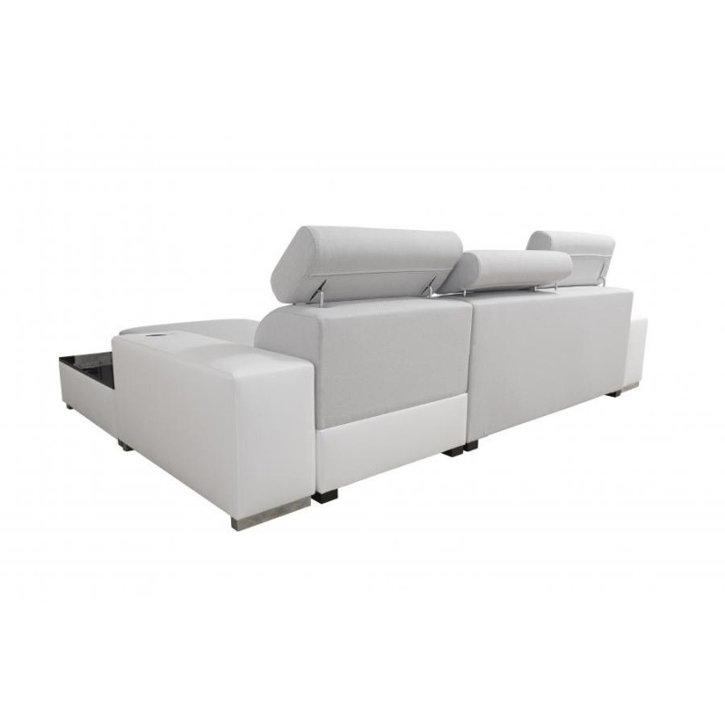 Narożnik Napoli I mini z funkcją spania i barkiem - Welur, Amor Velvet 4301 + Ecoskóra + Ecoskóra