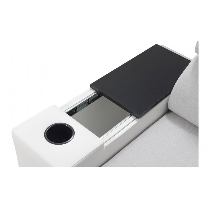 Narożnik Napoli I mini z funkcją spania i barkiem - Welur, Amor Velvet 4301 + Ecoskóra + Ecoskóra