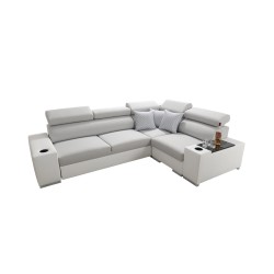 Narożnik Napoli II z funkcją spania i barkiem - Welur, Amor Velvet 4302 + Ecoskóra Narożnik Napoli II z funkcją spania i barkiem - Welur, Amor Velvet 4302 + Ecoskóra