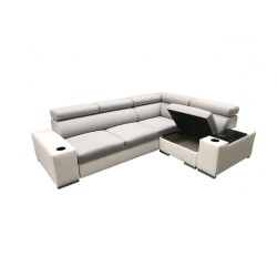 Narożnik Napoli II z funkcją spania i barkiem - Welur, Amor Velvet 4302 + Ecoskóra Narożnik Napoli II z funkcją spania i barkiem - Welur, Amor Velvet 4302 + Ecoskóra