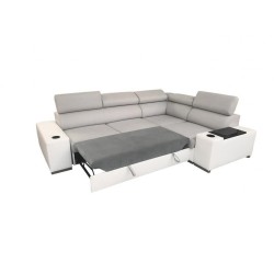 Narożnik Napoli II z funkcją spania i barkiem - Welur, Amor Velvet 4302 + Ecoskóra Narożnik Napoli II z funkcją spania i barkiem - Welur, Amor Velvet 4302 + Ecoskóra