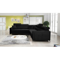 Oslo IV corner sofa with a sleeping function and a storage compartment for bedding Velvet, Jaguar 2183