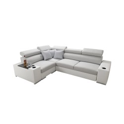 Narożnik Napoli II z funkcją spania i barkiem - Welur, Amor Velvet 4302 + Ecoskóra + Ecoskóra Narożnik Napoli II z funkcją spania i barkiem - Welur, Amor Velvet 4302 + Ecoskóra + Ecoskóra
