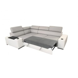 Narożnik Napoli II z funkcją spania i barkiem - Welur, Amor Velvet 4302 + Ecoskóra + Ecoskóra Narożnik Napoli II z funkcją spania i barkiem - Welur, Amor Velvet 4302 + Ecoskóra + Ecoskóra