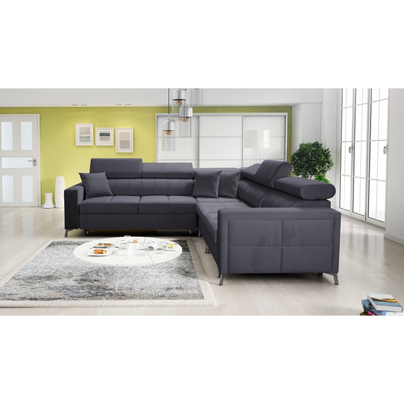 Oslo IV corner sofa with a sleeping function and a storage compartment for bedding Velvet, Jaguar 2191 Oslo IV corner sofa with a sleeping function and a storage compartment for bedding Velvet, Jaguar 2191