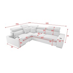 Narożnik Napoli II z funkcją spania i barkiem - Welur, Amor Velvet 4314 + Ecoskóra + Ecoskóra