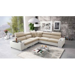 Narożnik Napoli III z funkcją spania oraz otwieranym barkiem Tkanina Amor Velvet 4304 + Ecoskóra