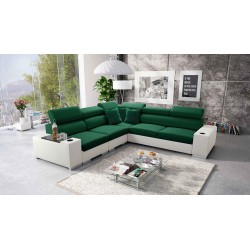 Narożnik Napoli III z funkcją spania oraz otwieranym barkiem Tkanina Amor Velvet 4311 + Ecoskóra