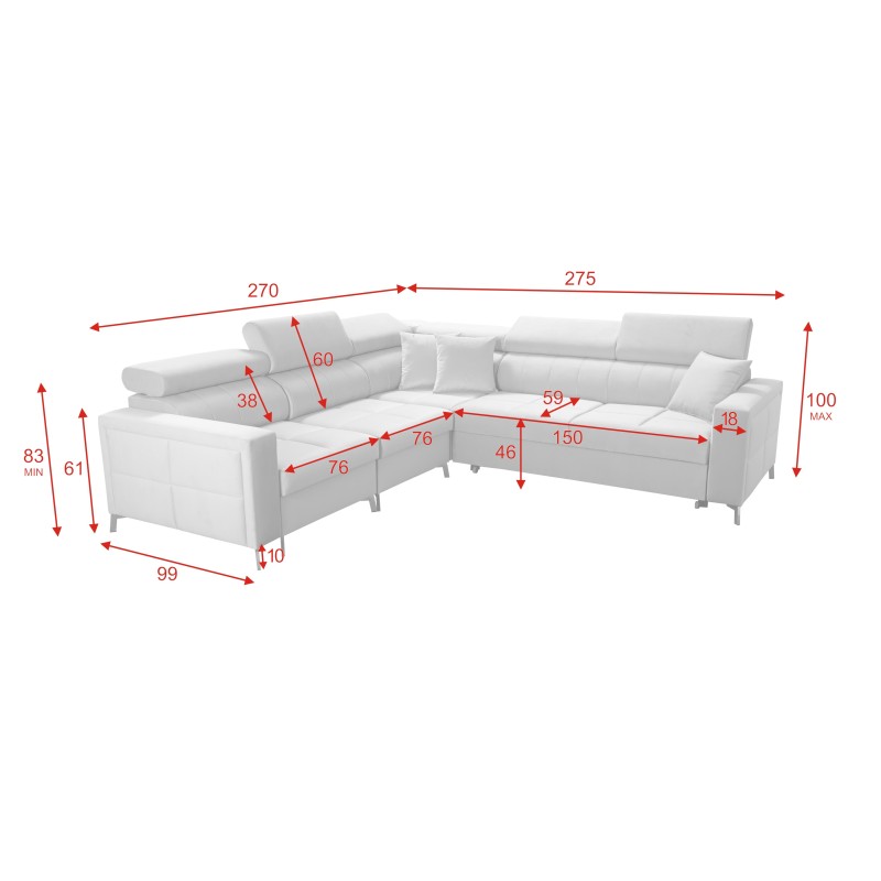 Oslo IV corner sofa with sleeping function and bedding storage Velvet, Jaguar 2181 Oslo IV corner sofa with sleeping function and bedding storage Velvet, Jaguar 2181