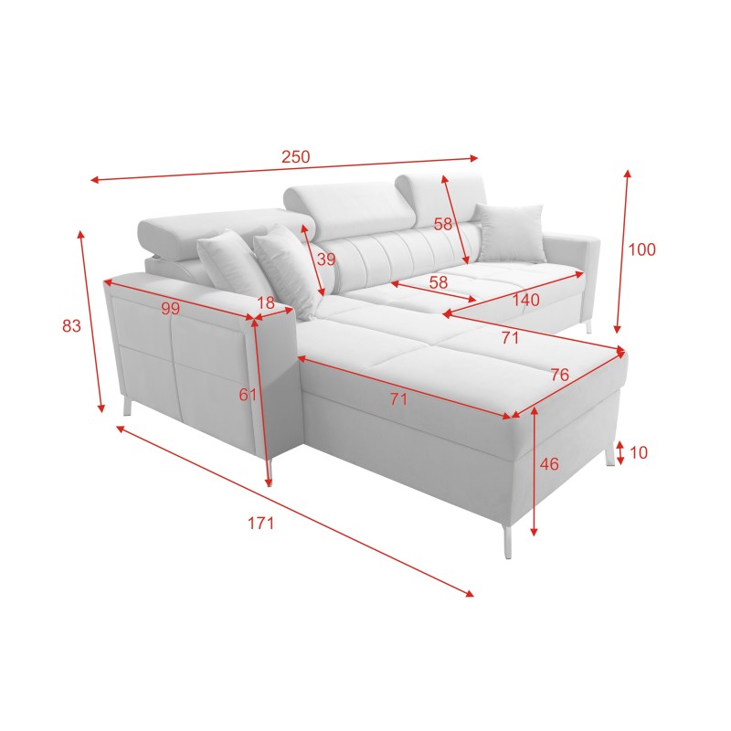 Narożnik Oslo I mini z funkcją spania oraz pojemnikiem na pościel tkanina Jaguar 2167