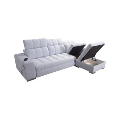 Narożnik Prisma I z funkcją spania, portem usb oraz pojemnikiem na pościel tkanina Terra 76