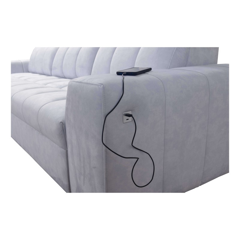 Narożnik Prisma I z funkcją spania i portem USB - wygoda i elegancja w jednym. Narożnik Prisma I z funkcją spania i portem USB - wygoda i elegancja w jednym.