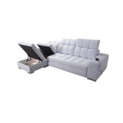 Narożnik Prisma I z funkcją spania, portem usb oraz pojemnikiem na pościel tkanina Terra 48