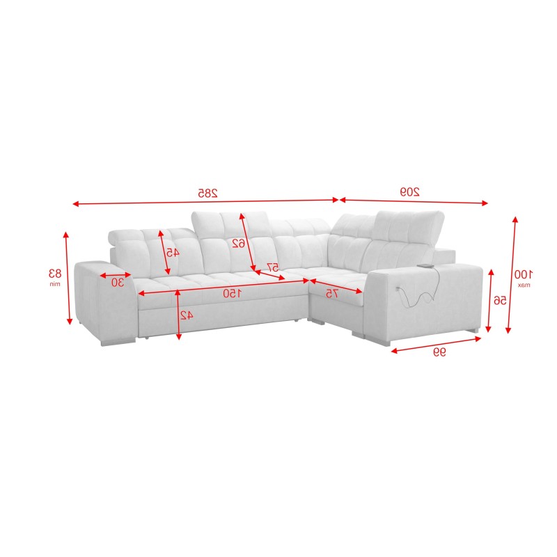 Narożnik Prisma II z funkcją spania w tkaninie Velvet | Pet friendly, Terra 48 + Ecoskóra | Twoje idealne miejsce do relaksu