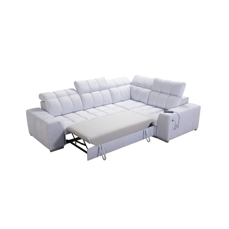 Narożnik Prisma II z funkcją spania w tkaninie Velvet | Pet friendly, Terra 92 + Ecoskóra | Twoje idealne miejsce do relaksu