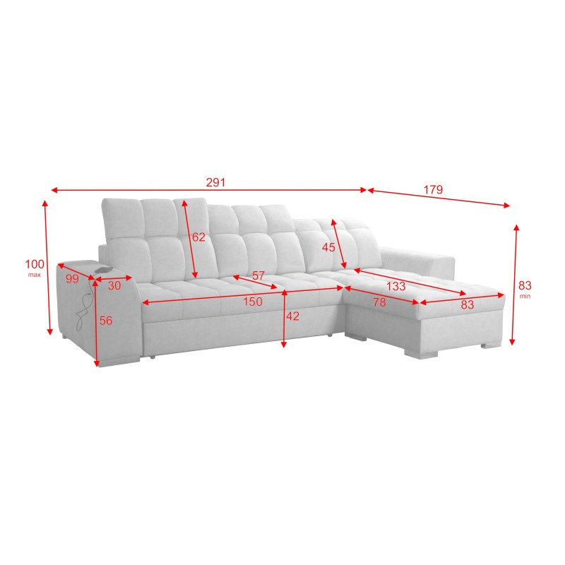 Prisma I corner sofa with a sleeping function and USB port - comfort and elegance in one. Prisma I corner sofa with a sleeping function and USB port - comfort and elegance in one.