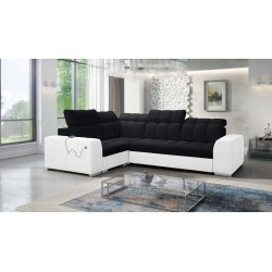 Narożnik Prisma II z funkcją spania w tkaninie Velvet | Pet friendly, Terra 99 + Ecoskóra | Twoje idealne miejsce do relaksu
