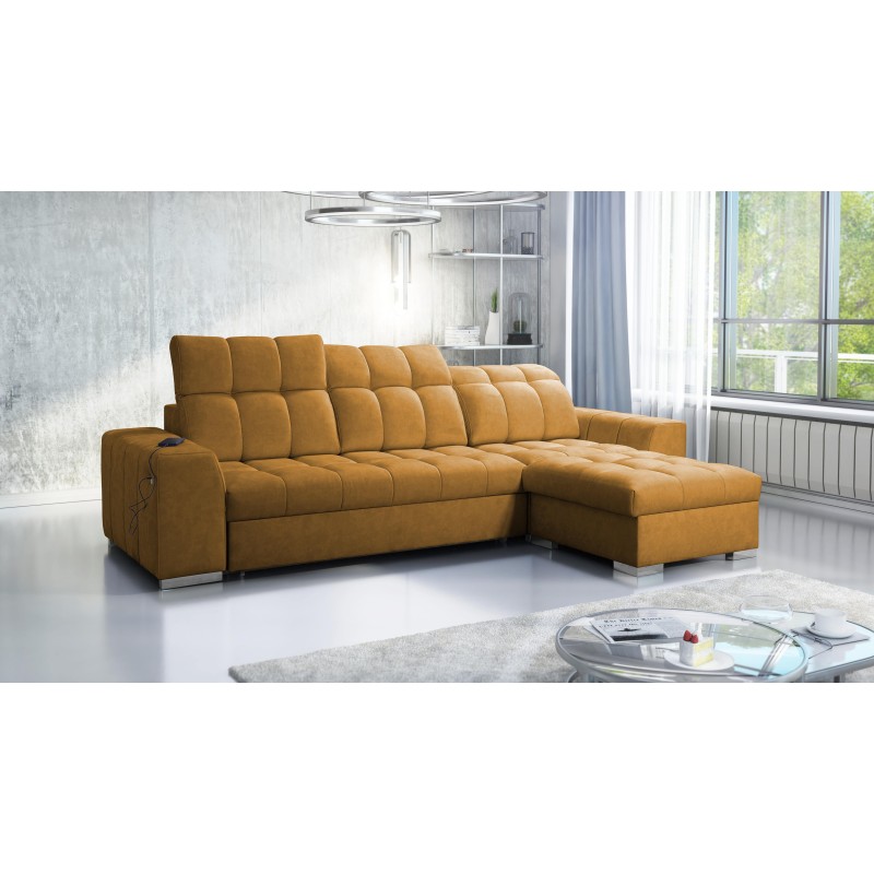 Prisma I corner sofa with a sleeping function and USB port - comfort and elegance in one. Prisma I corner sofa with a sleeping function and USB port - comfort and elegance in one.
