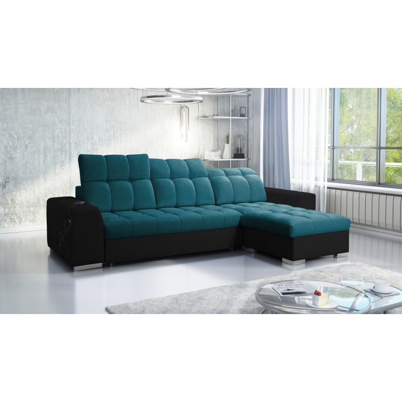 Prisma I corner sofa with a sleeping function and USB port - comfort and elegance in one. Prisma I corner sofa with a sleeping function and USB port - comfort and elegance in one.