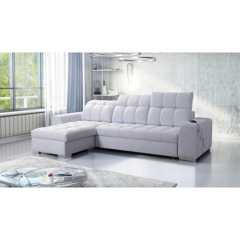 Prisma I corner sofa with a sleeping function and USB port - comfort and elegance in one. Prisma I corner sofa with a sleeping function and USB port - comfort and elegance in one.