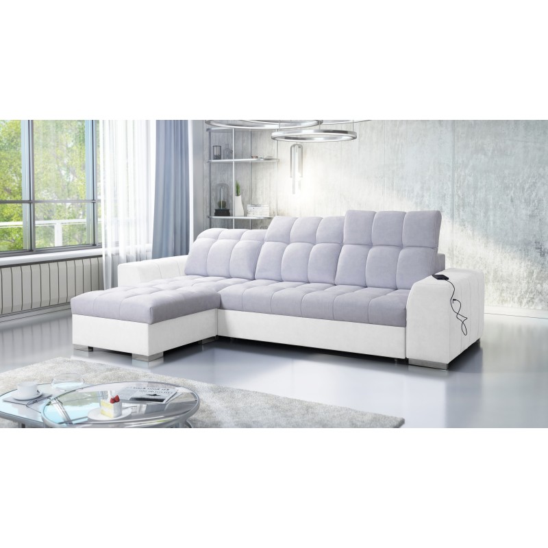 Prisma I corner sofa with a sleeping function and USB port - comfort and elegance in one. Prisma I corner sofa with a sleeping function and USB port - comfort and elegance in one.