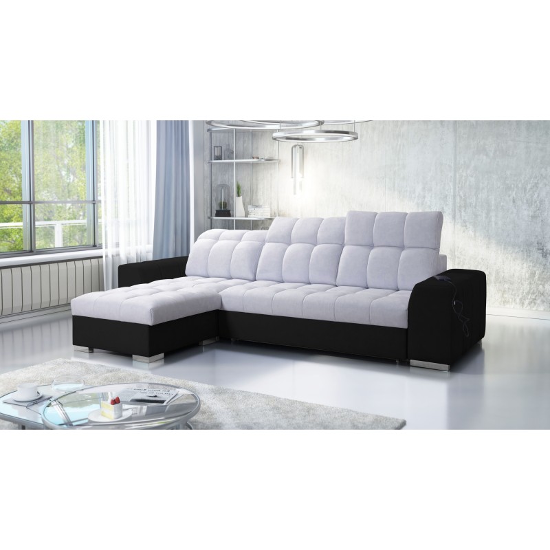 Prisma I corner sofa with a sleeping function and USB port - comfort and elegance in one. Prisma I corner sofa with a sleeping function and USB port - comfort and elegance in one.