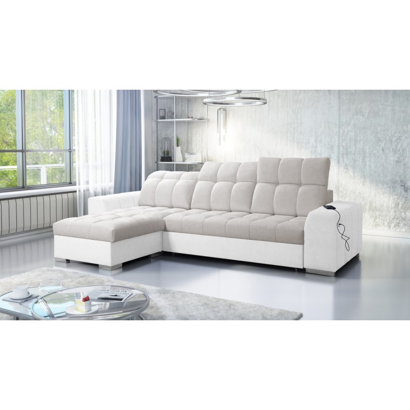 Prisma I corner sofa with a sleeping function and USB port - comfort and elegance in one. Prisma I corner sofa with a sleeping function and USB port - comfort and elegance in one.