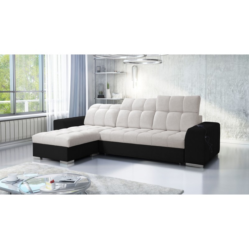 Prisma I corner sofa with a sleeping function and USB port - comfort and elegance in one. Prisma I corner sofa with a sleeping function and USB port - comfort and elegance in one.