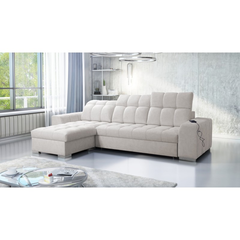 Prisma I corner sofa with a sleeping function and USB port - comfort and elegance in one. Prisma I corner sofa with a sleeping function and USB port - comfort and elegance in one.