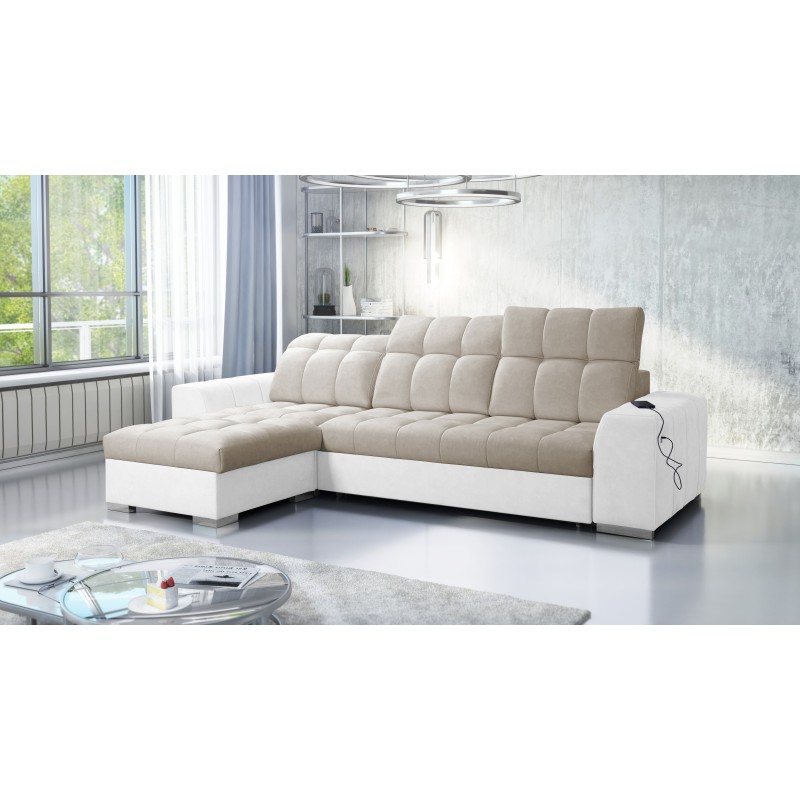 Prisma I corner sofa with a sleeping function and USB port - comfort and elegance in one. Prisma I corner sofa with a sleeping function and USB port - comfort and elegance in one.