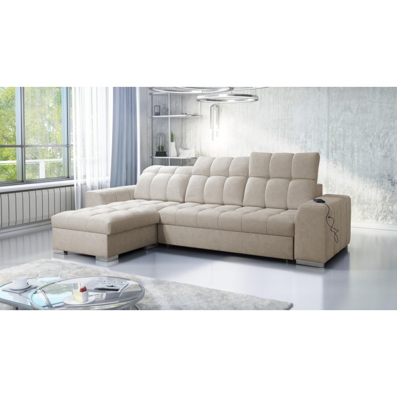 Prisma I corner sofa with a sleeping function and USB port - comfort and elegance in one. Prisma I corner sofa with a sleeping function and USB port - comfort and elegance in one.