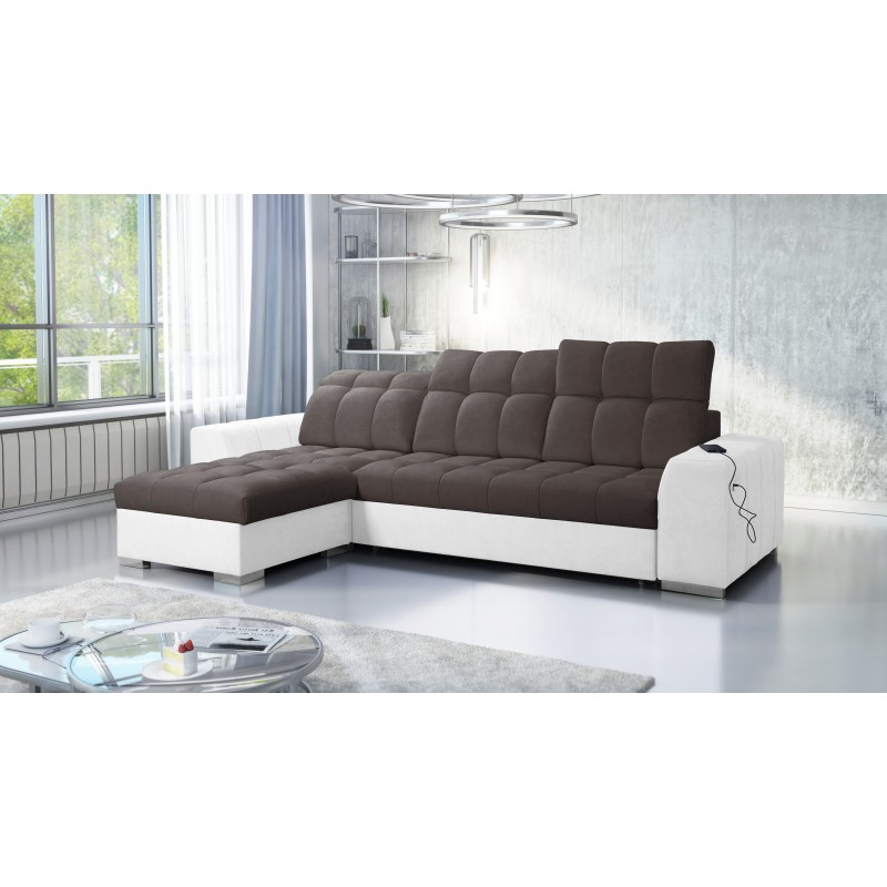Prisma I corner sofa with a sleeping function and USB port - comfort and elegance in one. Prisma I corner sofa with a sleeping function and USB port - comfort and elegance in one.