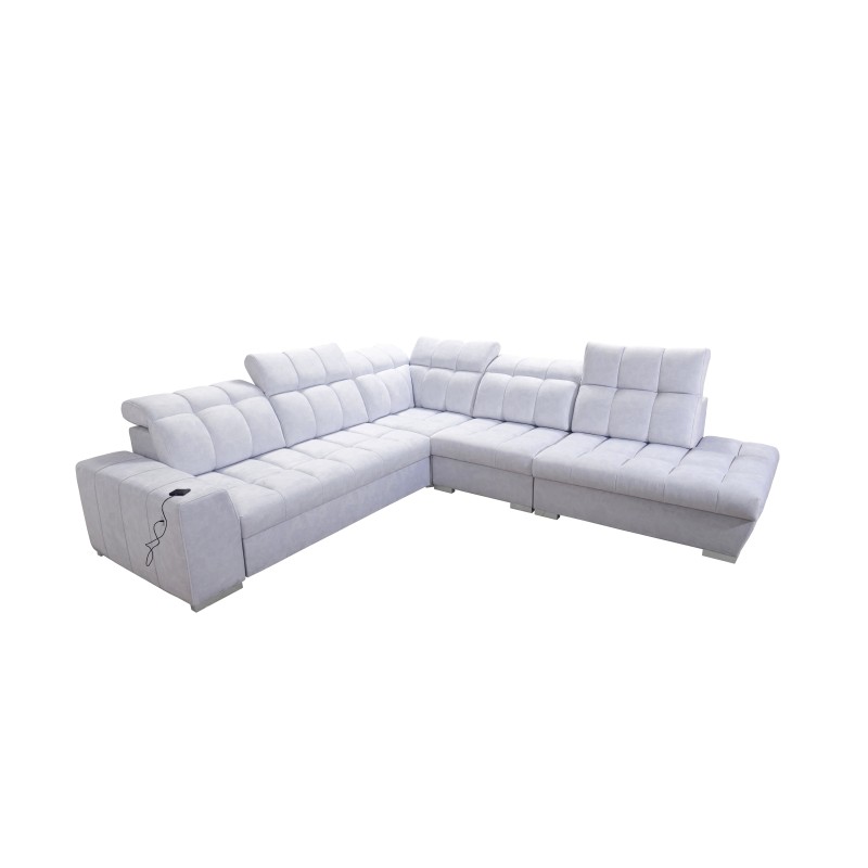 Narożnik Prisma IX z funkcją spania, portem usb i pojemnikiem na pościel - Velvet | Pet friendly, Terra 96