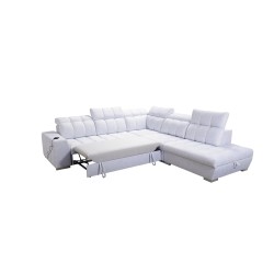 Narożnik Prisma IX z funkcją spania, portem usb i pojemnikiem na pościel - Velvet | Pet friendly, Terra 96