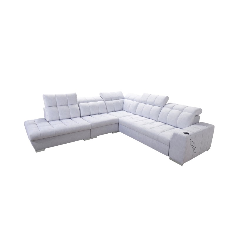 Narożnik Prisma IX z funkcją spania, portem usb oraz pojemnikiem na pościel tkanina Terra 80 + Ecoskóra