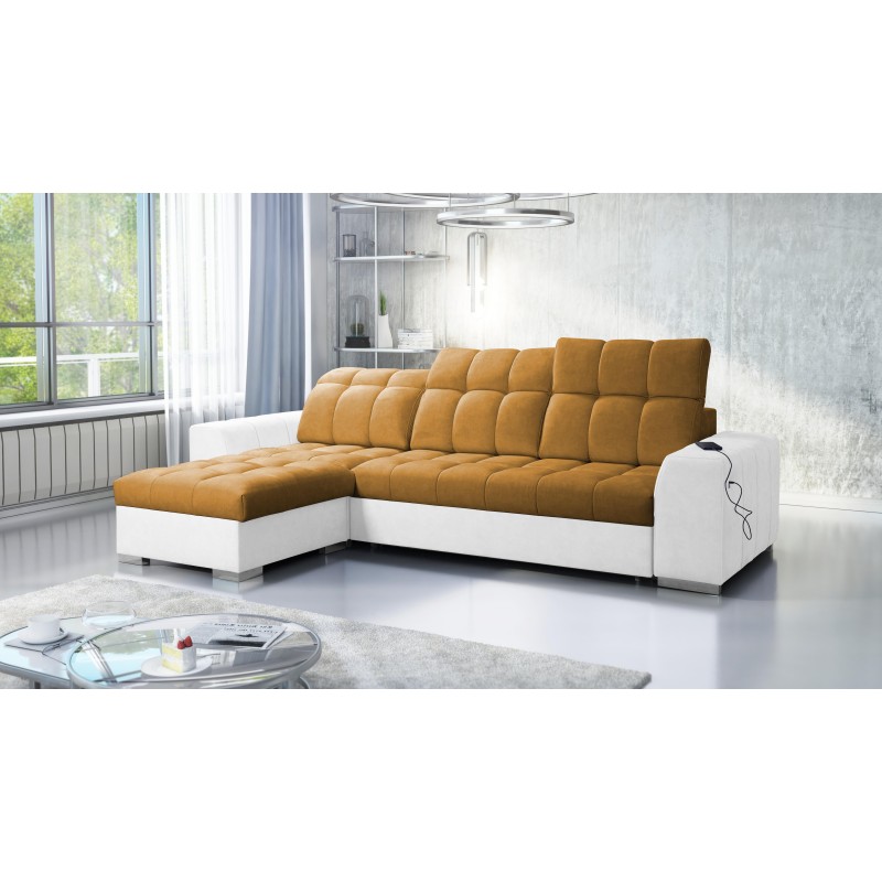 Prisma I corner sofa with a sleeping function and USB port - comfort and elegance in one. Prisma I corner sofa with a sleeping function and USB port - comfort and elegance in one.
