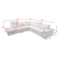Narożnik Prisma IX z funkcją spania, portem usb oraz pojemnikiem na pościel tkanina Terra 06