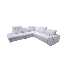 Narożnik Prisma IX z funkcją spania, portem usb oraz pojemnikiem na pościel tkanina Terra 48 + Ecoskóra