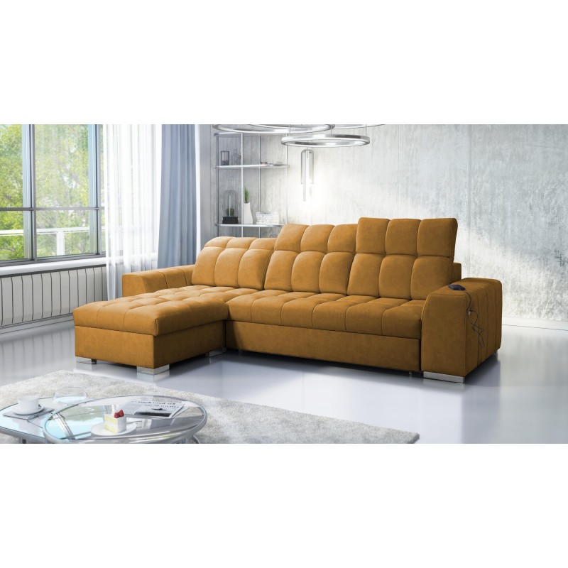 Prisma I corner sofa with a sleeping function and USB port - comfort and elegance in one. Prisma I corner sofa with a sleeping function and USB port - comfort and elegance in one.