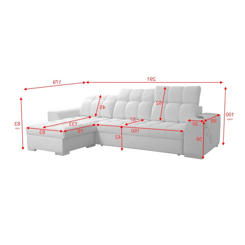 Prisma I corner sofa with a sleeping function and USB port - comfort and elegance in one. Prisma I corner sofa with a sleeping function and USB port - comfort and elegance in one.