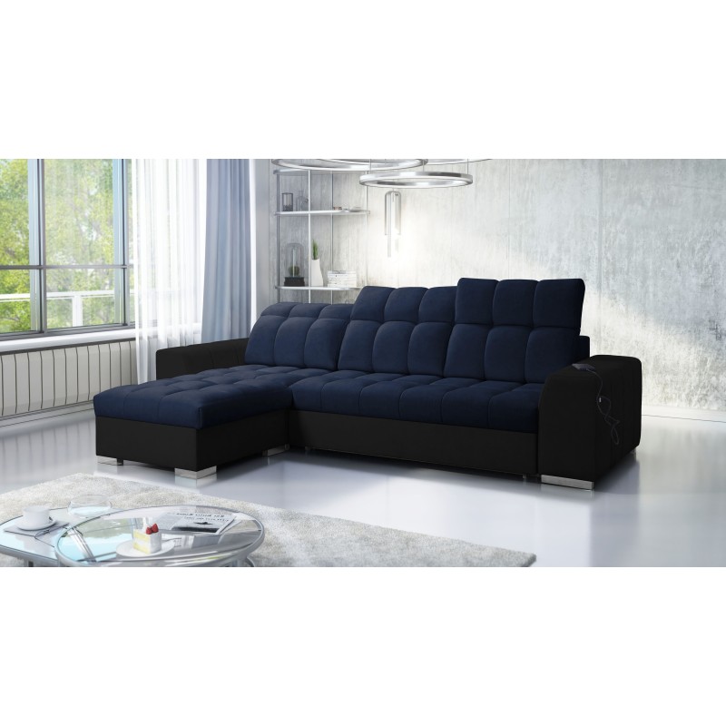 Prisma I corner sofa with a sleeping function and USB port - comfort and elegance in one. Prisma I corner sofa with a sleeping function and USB port - comfort and elegance in one.