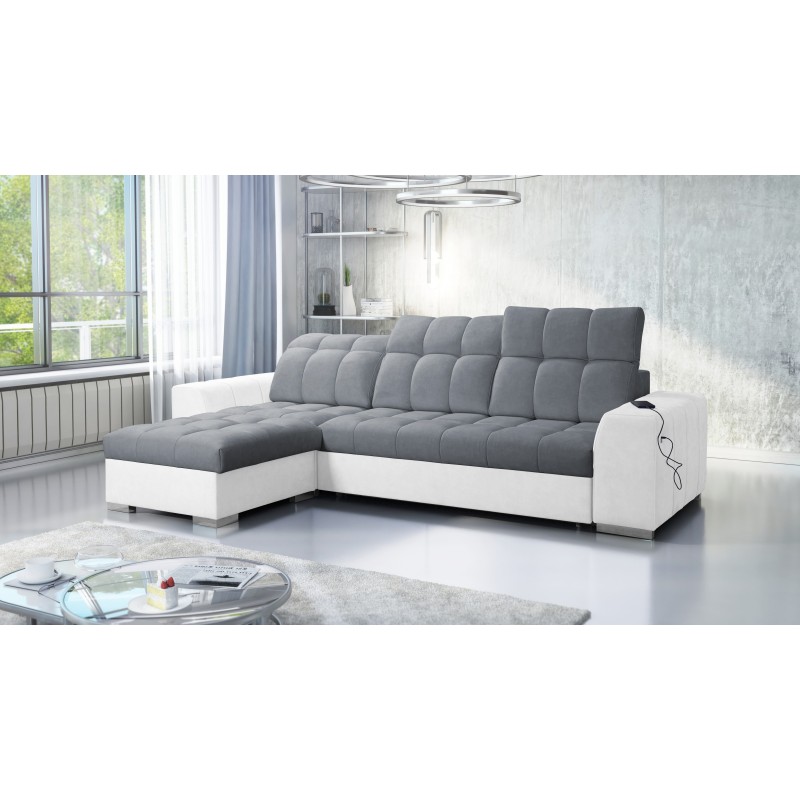 Prisma I corner sofa with a sleeping function and USB port - comfort and elegance in one. Prisma I corner sofa with a sleeping function and USB port - comfort and elegance in one.