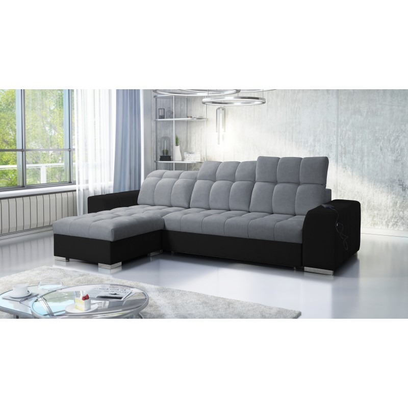 Prisma I corner sofa with a sleeping function and USB port - comfort and elegance in one. Prisma I corner sofa with a sleeping function and USB port - comfort and elegance in one.